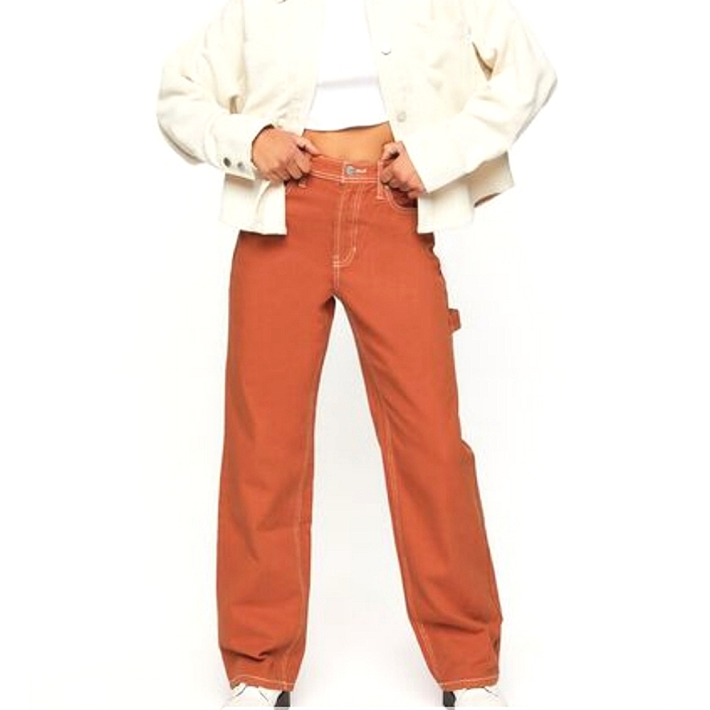 NWT S.O.N.G Orange Carpenter High-Rise Wide Leg Pants Jeans Sizes 7 9 11 13